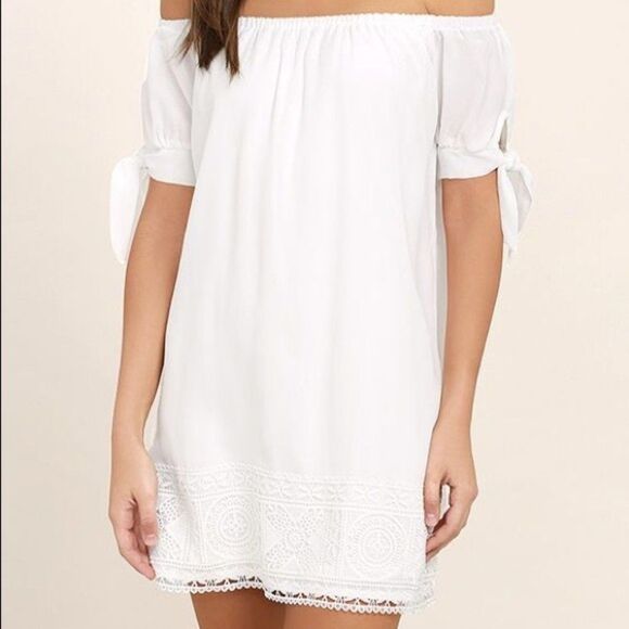 Lulu's Moment In The Sun White Lace Off-the-Shoulder Dress - Picture 2 of 5